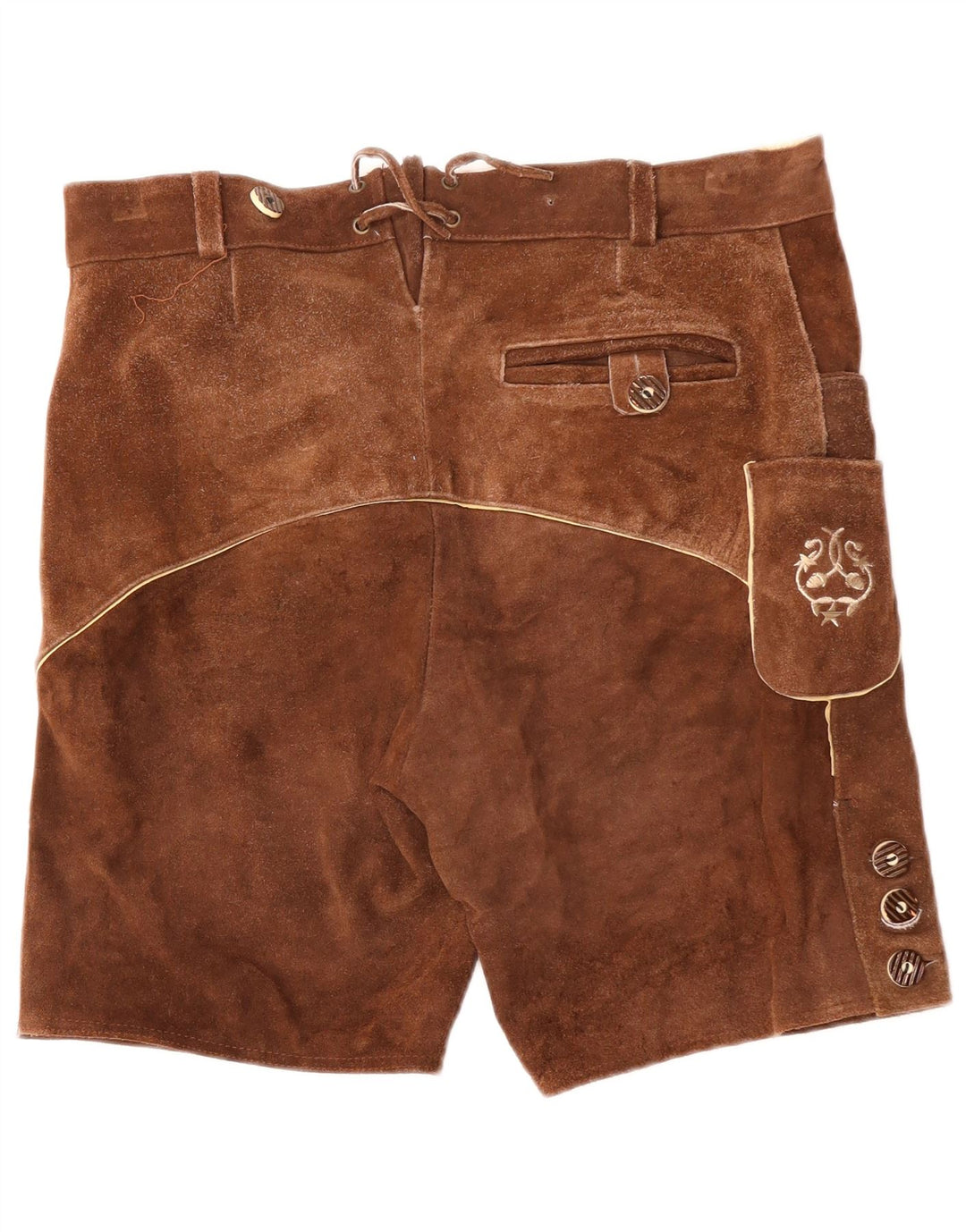 ВИНТАЖНЫЕ женские замшевые шорты IT 50 XL W38 Коричневые кожаные с узором пейсли