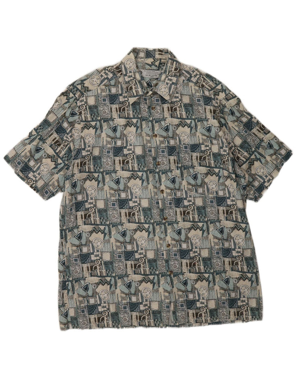 Мужская рубашка с коротким рукавом C&A, большая бежевая, хлопок с геометрическим рисунком