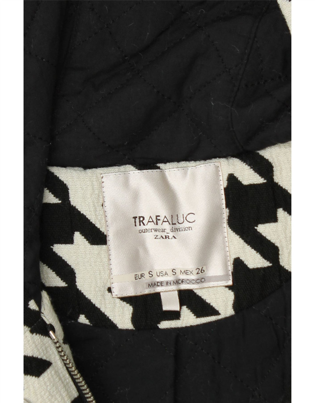 Женская ветровка оверсайз ZARA UK 10, маленькая белая с узором «гусиные лапки»