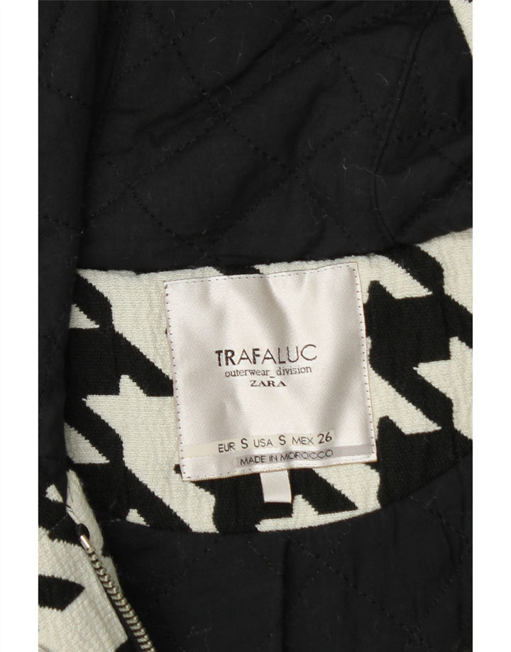 Женская ветровка оверсайз ZARA UK 10, маленькая белая с узором «гусиные лапки»