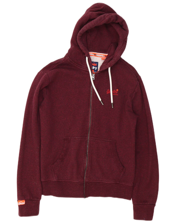 Мужской свитер с капюшоном на молнии Superdry, маленький бордовый хлопок с крапинками