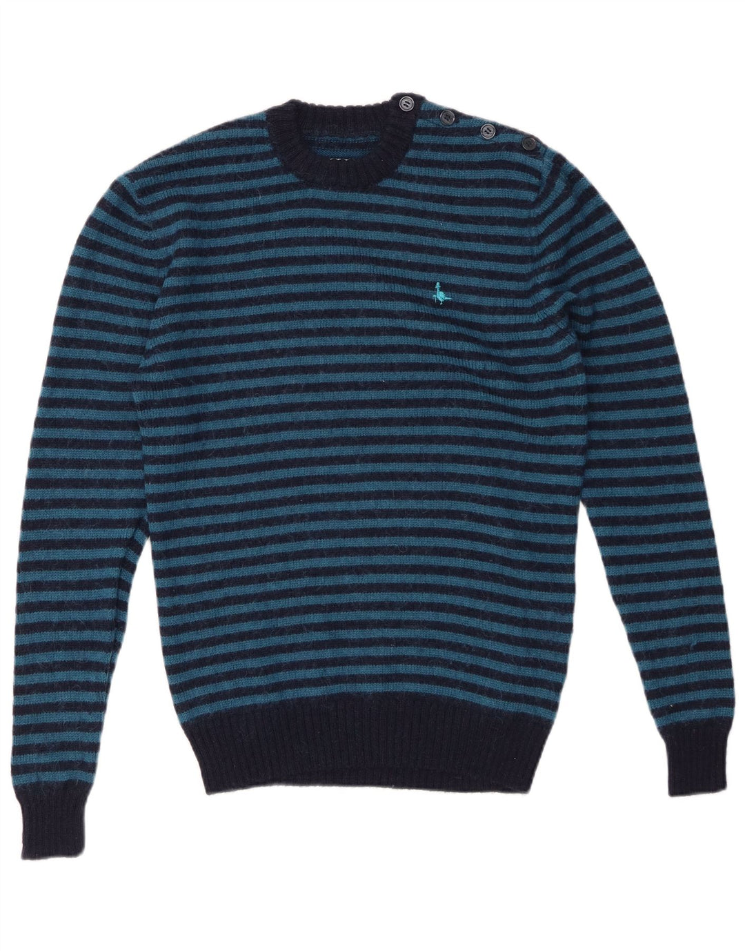 Мужской джемпер с круглым вырезом JACK WILLS, маленький темно-синий шерстяной полосатый свитер