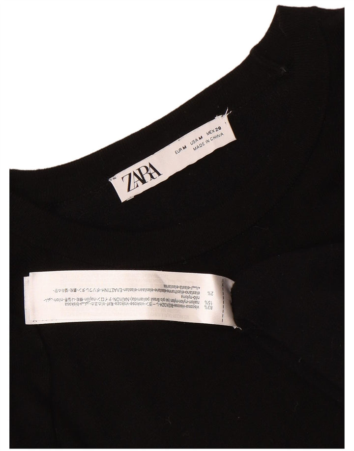 Женский джемпер с вырезом «лодочка» Zara UK 12, средний черный, вискоза