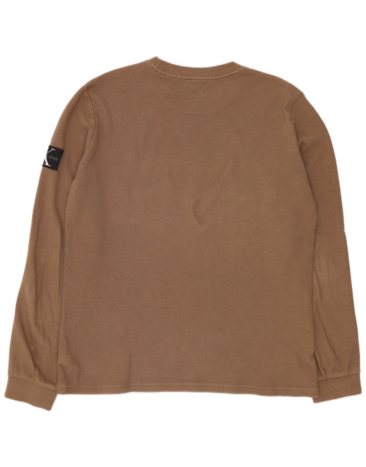 Мужской топ Calvin Klein с длинным рукавом 2XL, коричневый хлопок