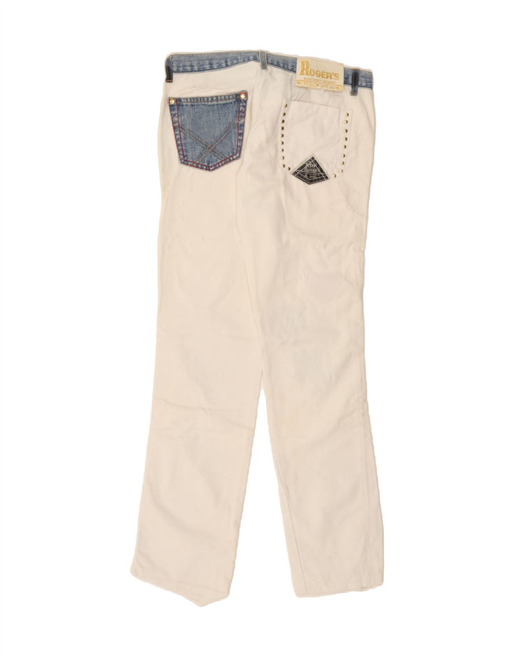 ROY ROGERS Womens Distressed Straight Jeans IT 42 Medium W28 L33 White Vintage Roy Rogers and Second-Hand Roy Rogers from Messina Hembry 