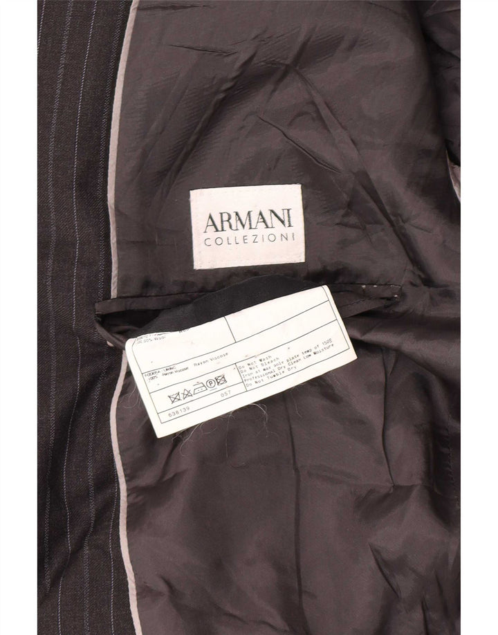 Armani Collezioni Мужской пиджак на 2 пуговицах IT 52 XL Серый в тонкую полоску Шерсть
