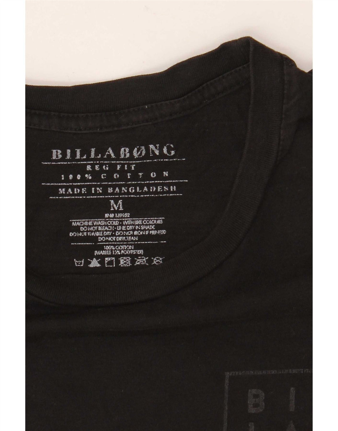 Billabong Мужская футболка обычного кроя с графическим рисунком Топ среднего размера, черный хлопок