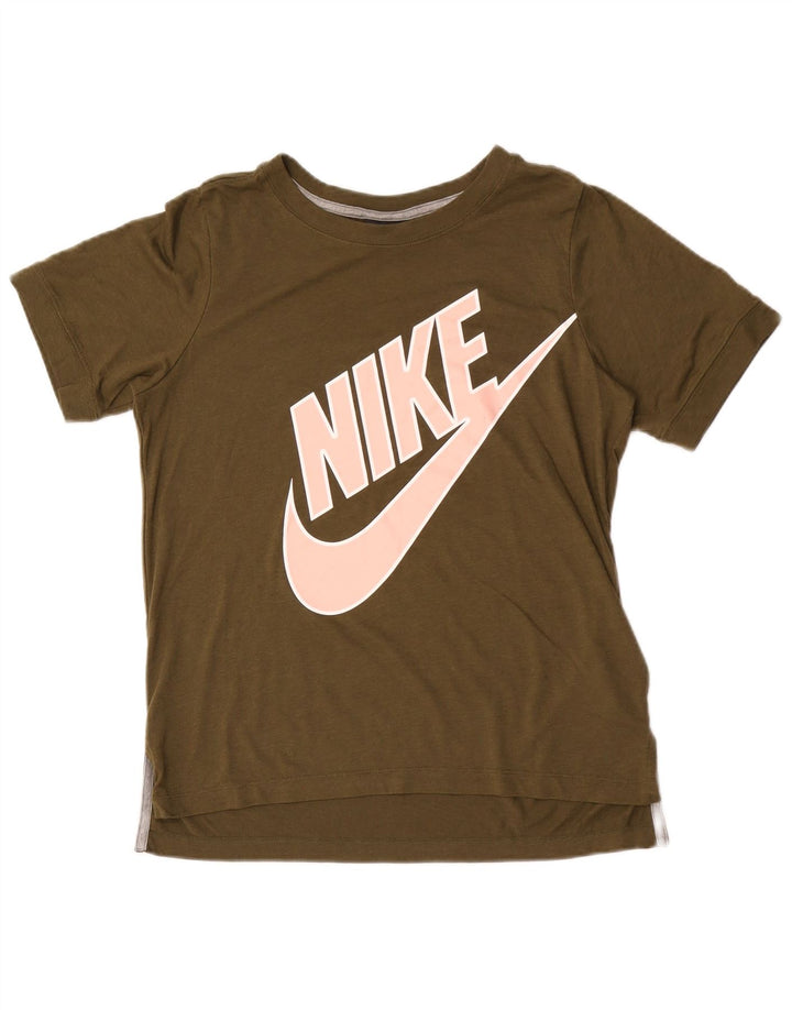 Женская футболка с рисунком Nike Top UK 10, маленький цвет хаки, полиэстер