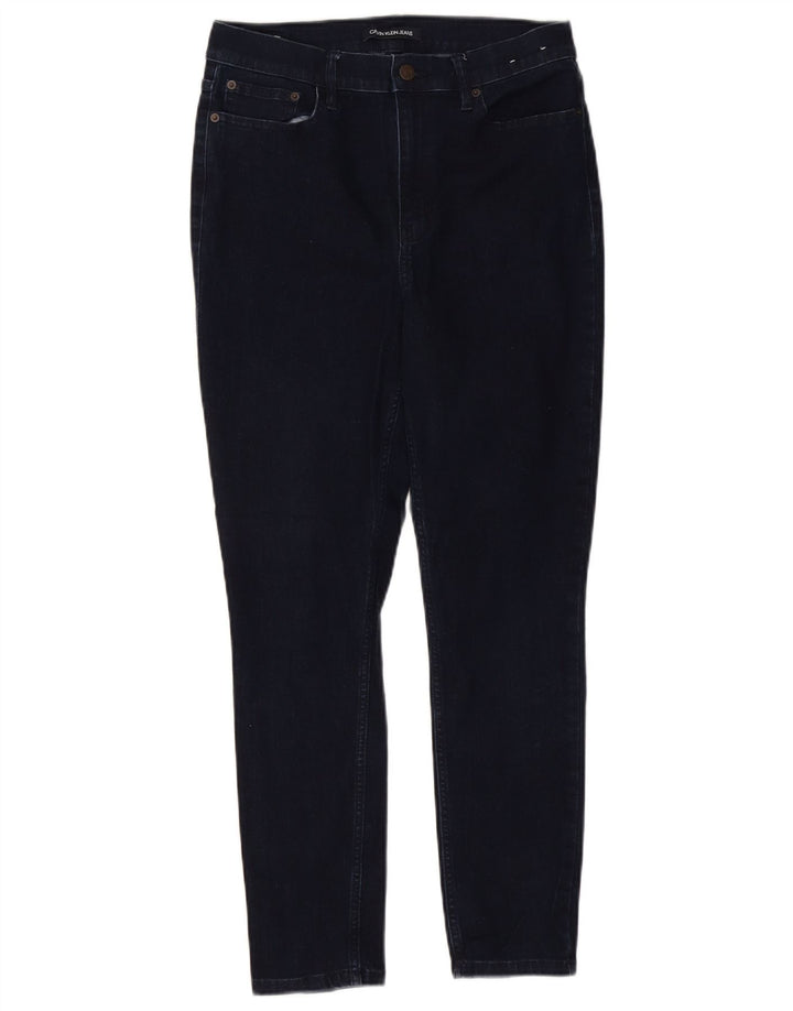 Женские джинсы скинни с высокой талией CALVIN KLEIN США 12, большие размеры W31 L26, темно-синие