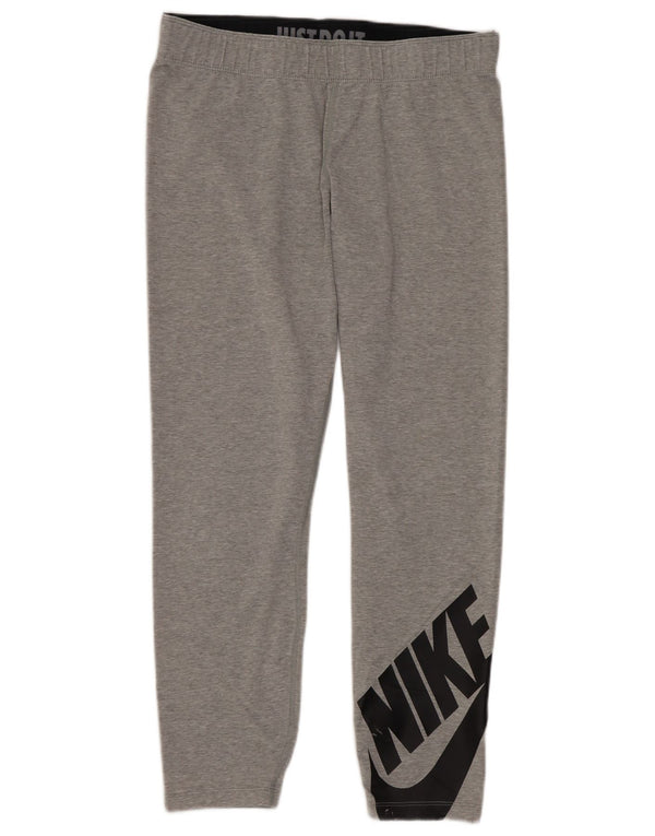 Женские укороченные леггинсы с графическим рисунком Nike UK 14, большие серые спортивные хлопковые спортивные леггинсы
