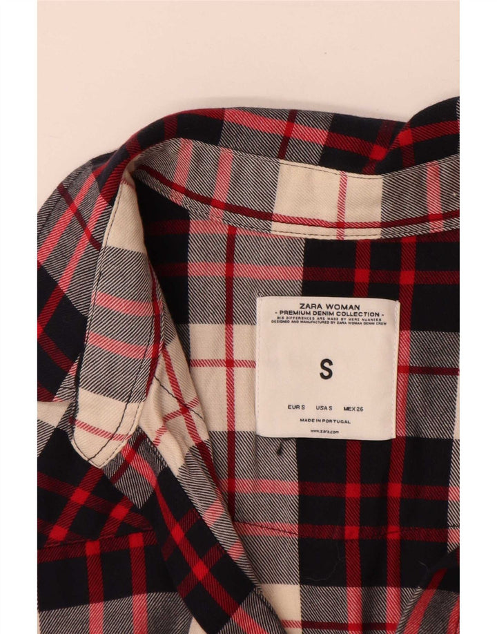 Zara Женская фланелевая рубашка UK 10, маленькая белая клетка