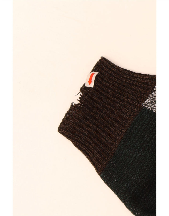 Мужской свитер VINTAGE с круглым вырезом XL, коричневый, акрил с цветными блоками