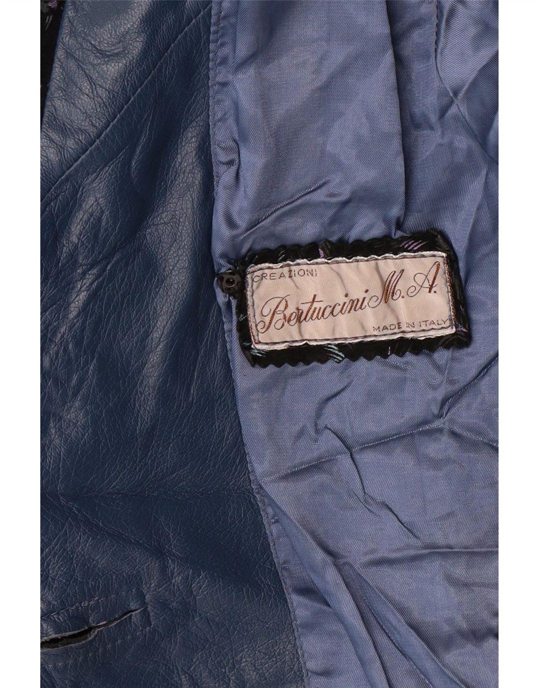 Винтажная женская кожаная куртка UK 14, большая синяя с цветочным принтом в стиле ретро