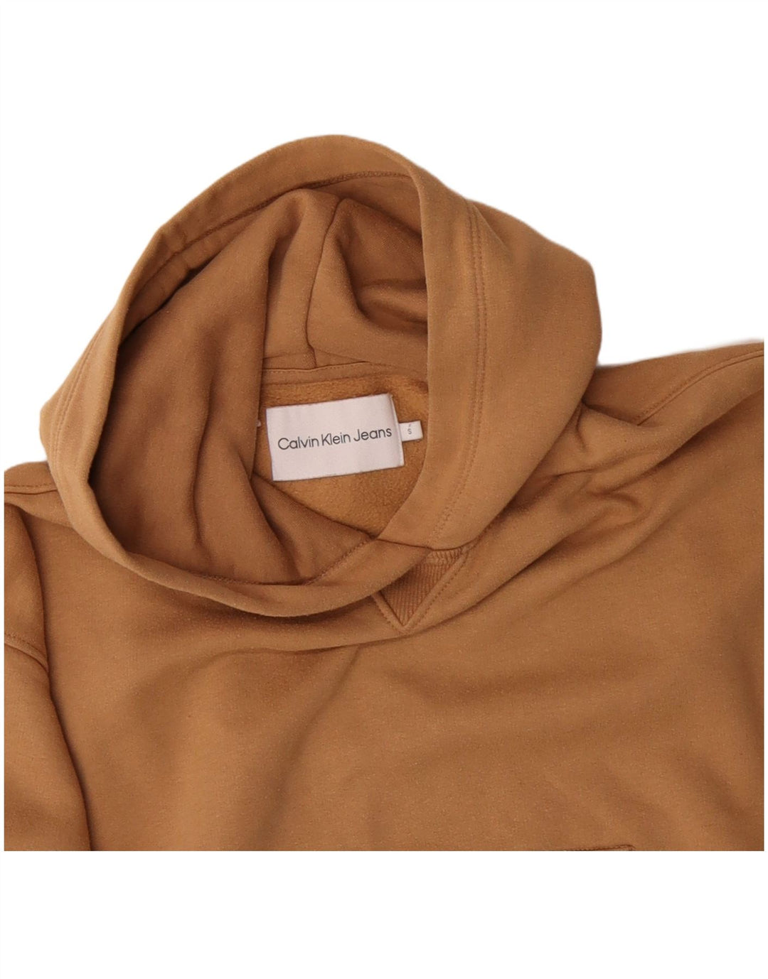 CALVIN KLEIN JEANS Женский джемпер с капюшоном оверсайз UK 10, маленький бежевый