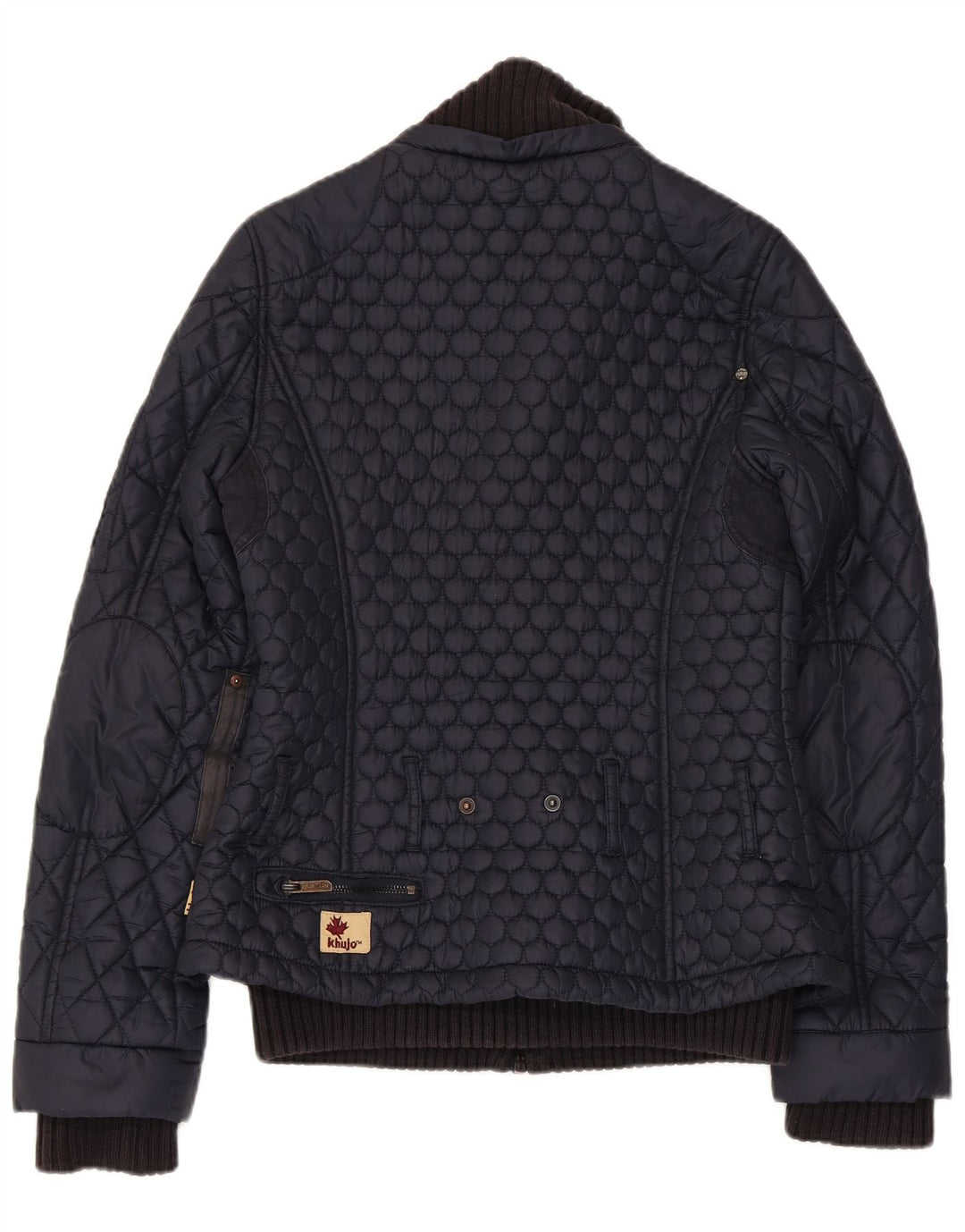 KHUJO Womens Quilted Padded Jacket UK 10 Small Navy Blue Polyamide