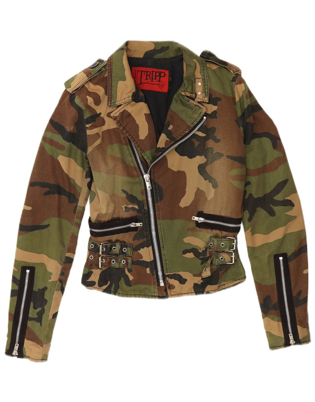 Женская укороченная куртка в стиле милитари TRIPP NYC, Великобритания, 10 шт., маленький камуфляжный хлопок цвета хаки