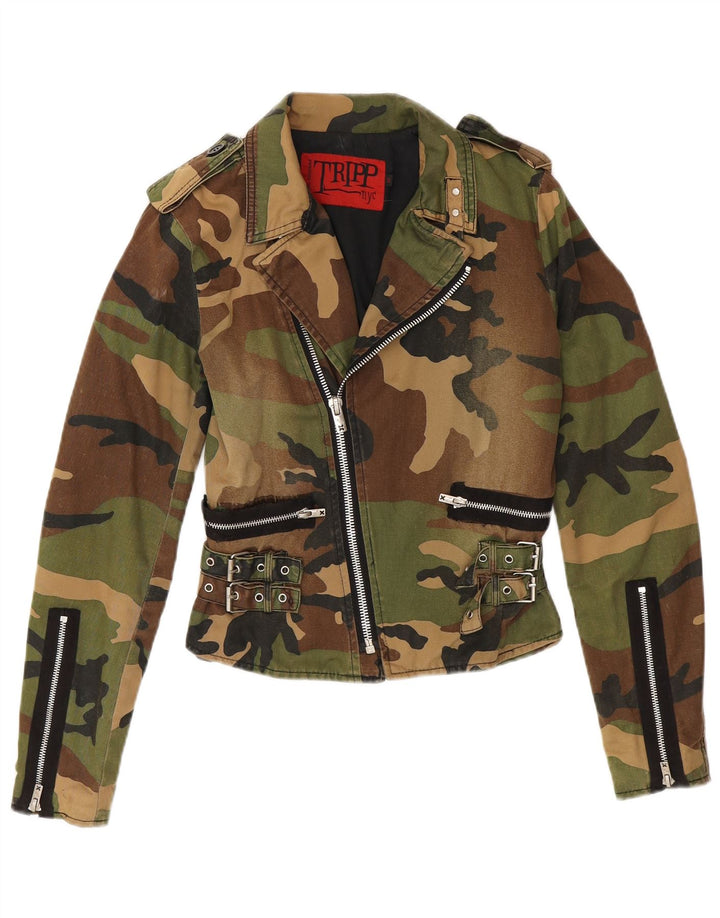 Женская укороченная куртка в стиле милитари TRIPP NYC, Великобритания, 10 шт., маленький камуфляжный хлопок цвета хаки