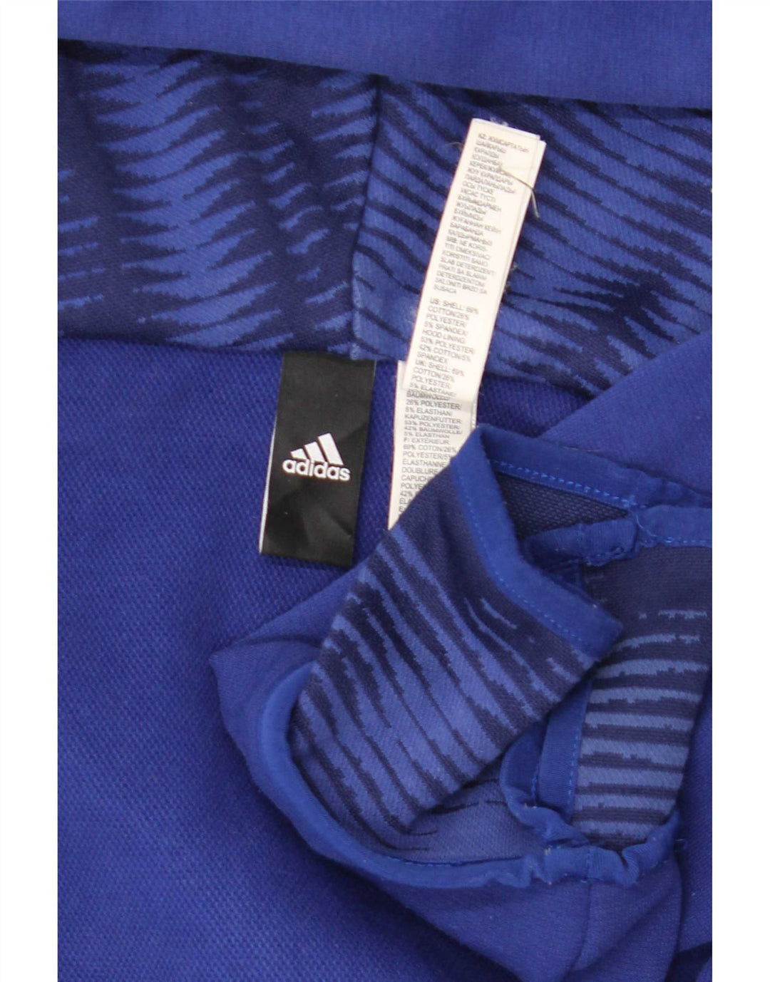 Мужской свитер с капюшоном на молнии Adidas среднего синего цвета, хлопок