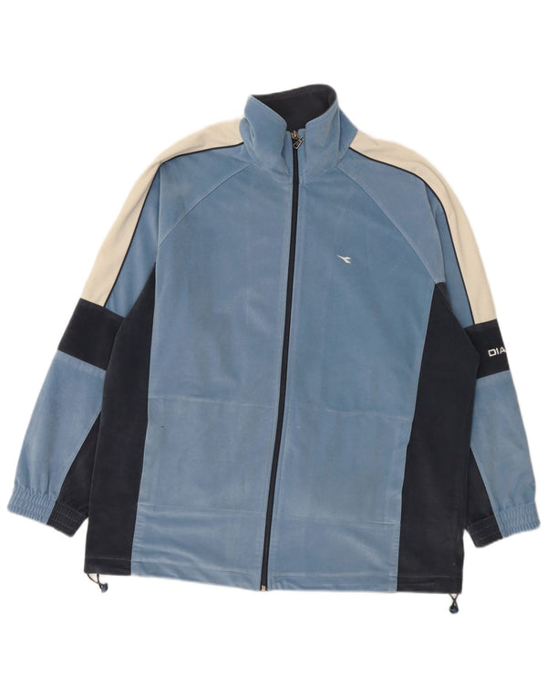 Мужской велюровый спортивный костюм Diadora UK 44 XL, синий полиэстер с цветными блоками