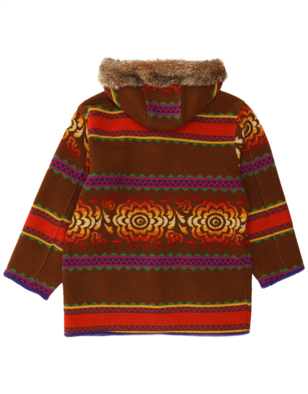 Benetton Женское пальто большого размера с капюшоном IT 44 Medium Brown Fair Isle
