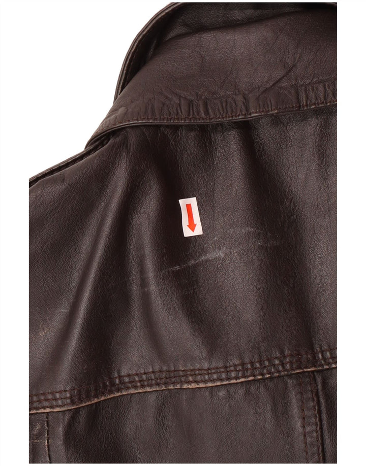 Мужская кожаная куртка Superdry в стиле милитари UK 40, большая коричневая кожа