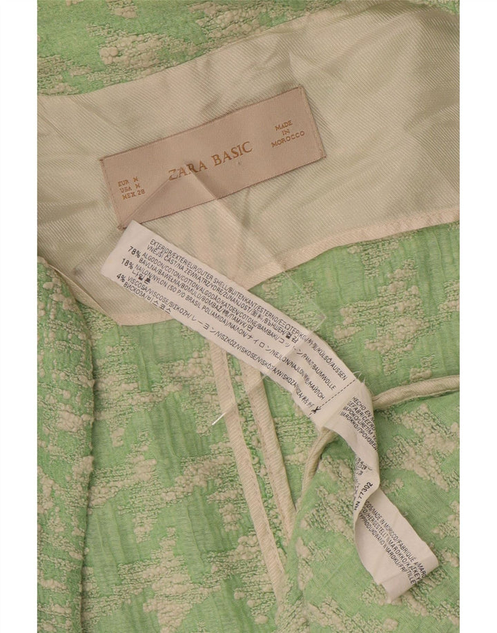 Женское пальто Zara UK 14, средний зеленый хлопок с узором «гусиные лапки»