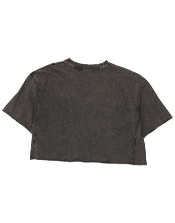 Женская укороченная футболка оверсайз Zara Top UK 10, маленький серый хлопок