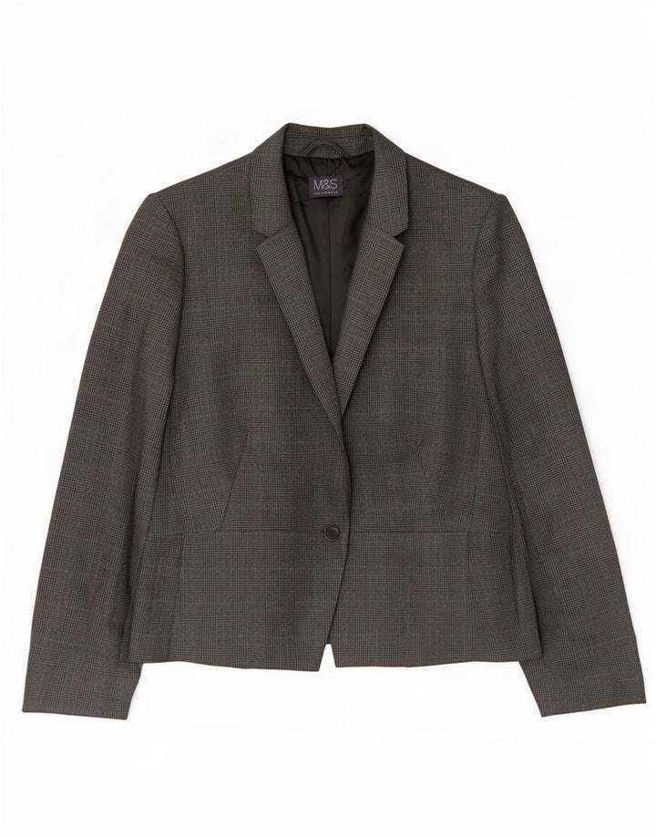 Женский пиджак на 1 пуговице Marks & Spencer UK 18 XL, серый полиэстер в клетку