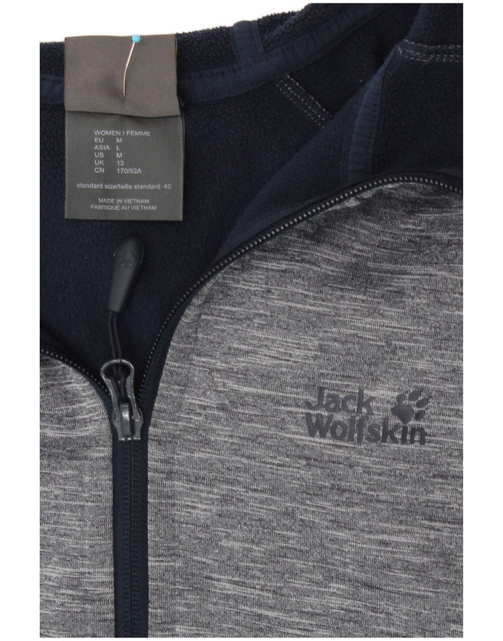 Женский свитер с капюшоном на молнии Jack Wolfskin UK 12, средний, серый, полиэстер с крапинками