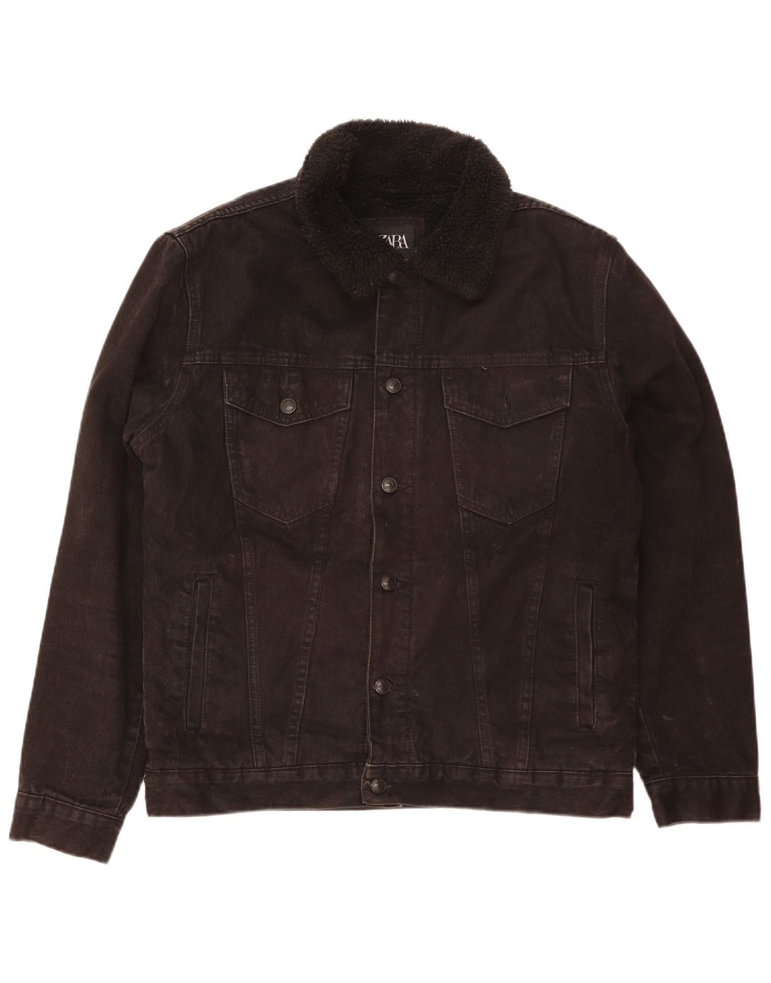 Мужская джинсовая куртка из шерпы Zara UK 42 XL, черный полиэстер