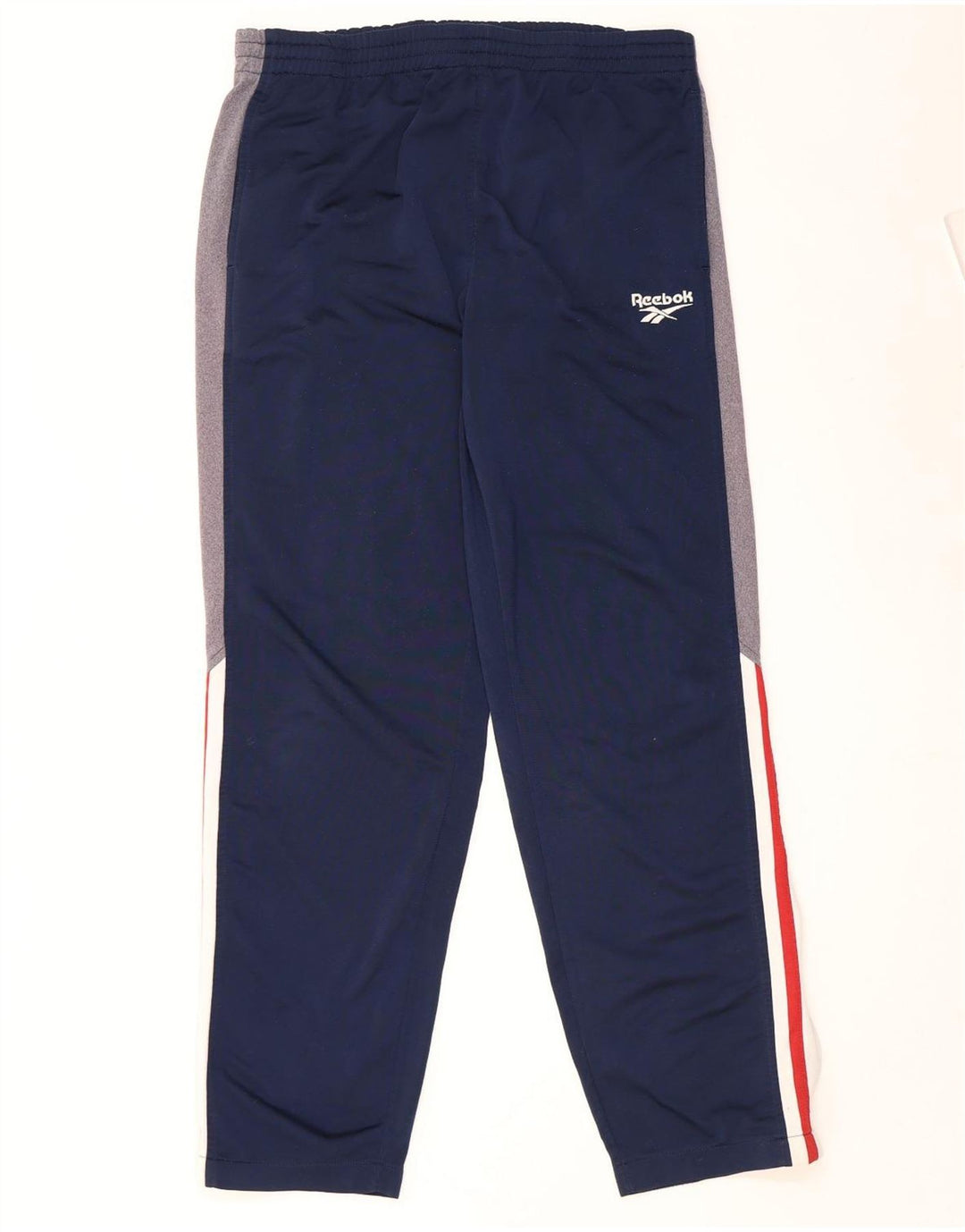 Reebok Mens Tracksuit Trousers Large Navy Blue Colourblock Polyester