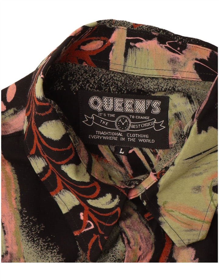 Винтажная мужская рубашка с абстрактным узором, большая разноцветная вискоза с цветочным принтом