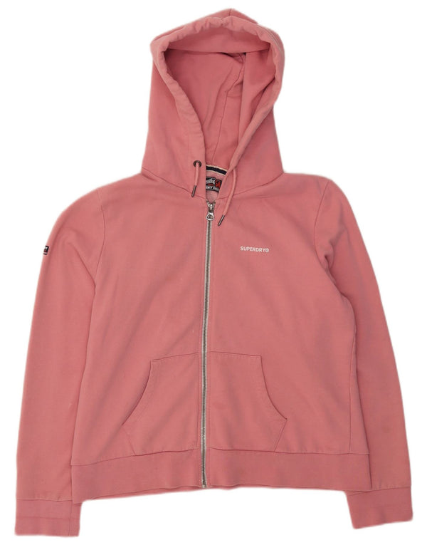 Женский свитер с капюшоном на молнии Superdry UK 16, большой розовый хлопок