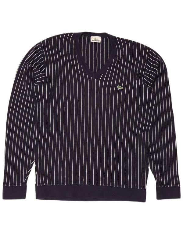Мужской джемпер с v-образным вырезом Lacoste, размер 4, средний, темно-синий в полоску