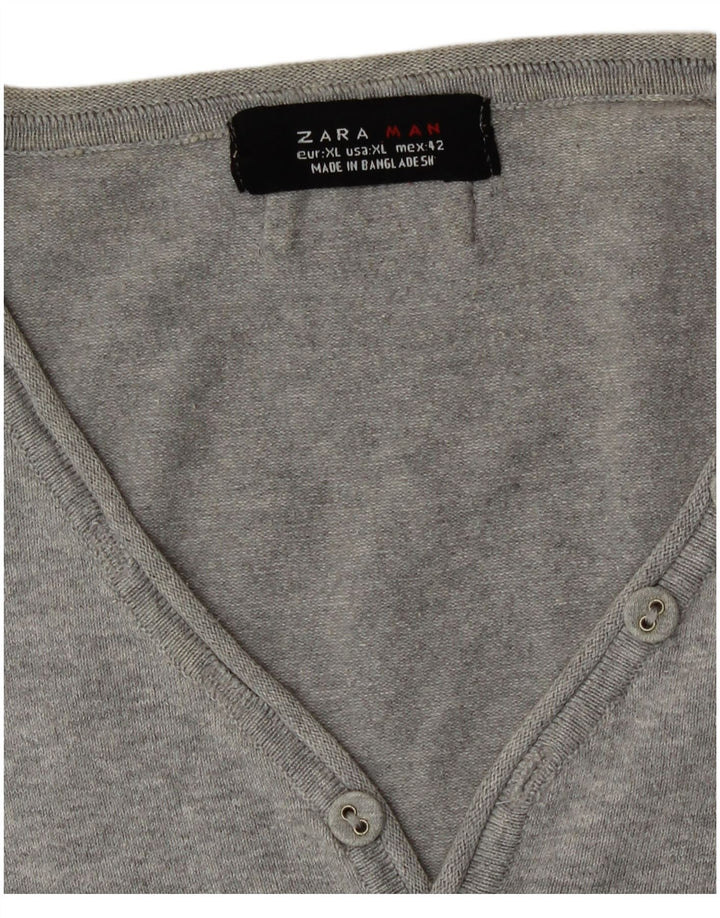 Мужской джемпер с короткими рукавами и v-образным вырезом Zara XL, серый