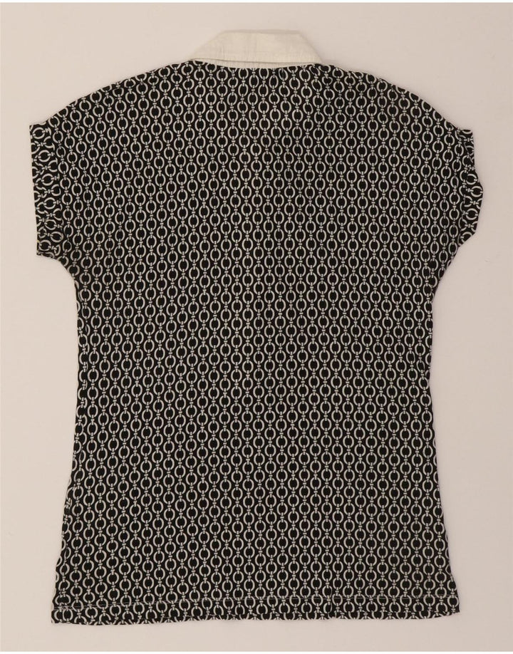 NORTH SAILS Womens Polo Shirt UK 12 Medium Black Geometric Cotton Vintage North Sails and Second-Hand North Sails from Messina Hembry 