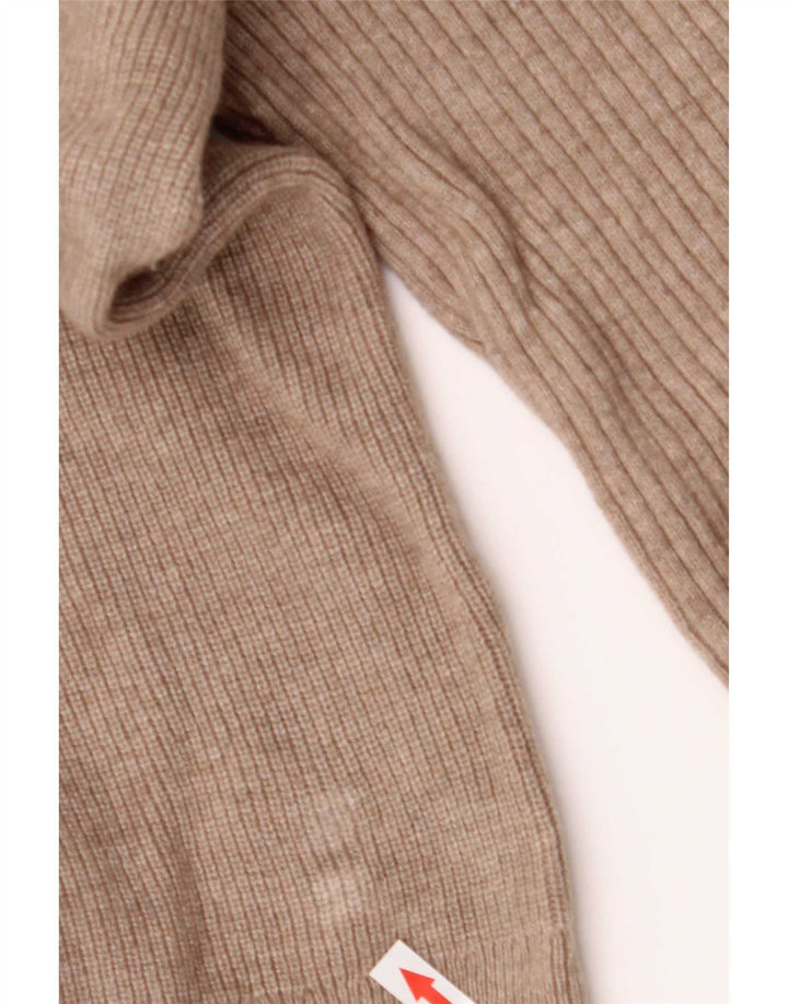Мужской джемпер с воротником на молнии Massimo Dutti, большой бежевый шерстяной свитер