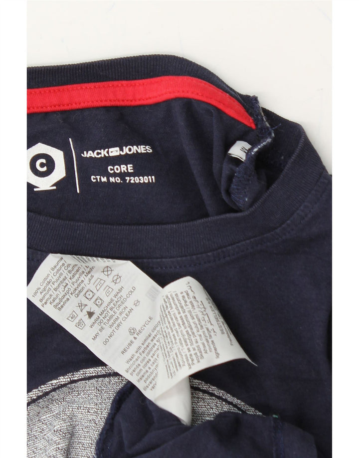 JACK & JONES Mens Graphic T-Shirt Top Medium Navy Blue Cotton Vintage Jack & Jones and Second-Hand Jack & Jones from Messina Hembry 