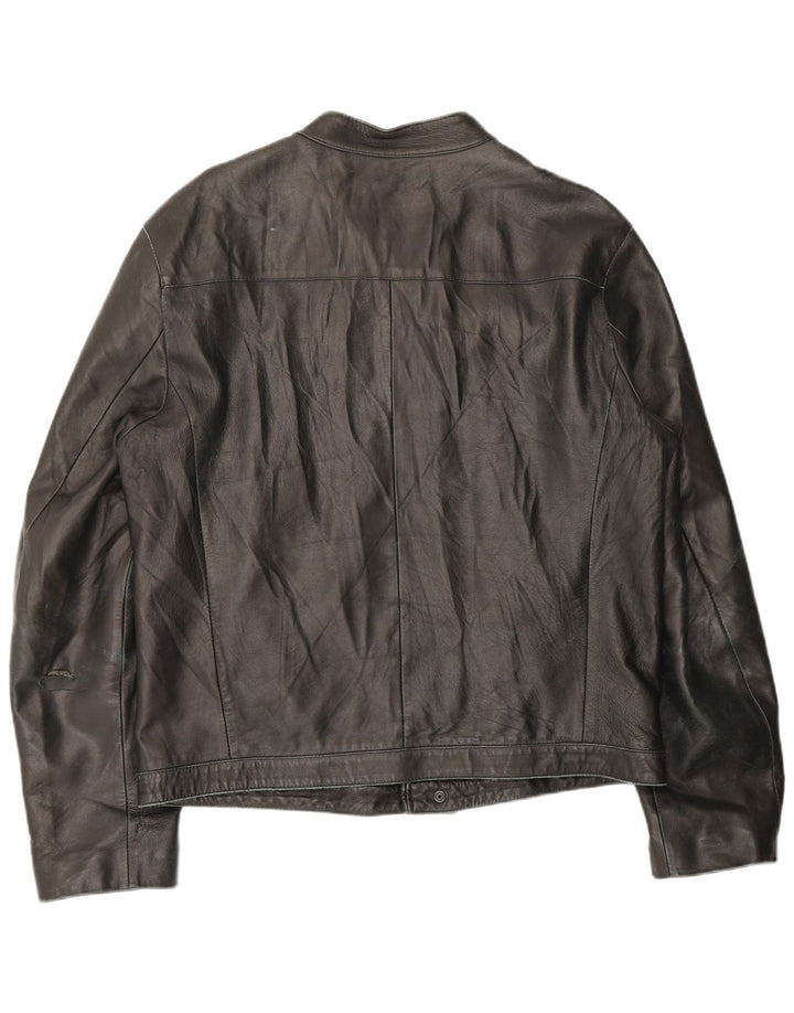 Винтажная женская кожаная куртка на молнии IT 54 2XL Коричневая кожаная