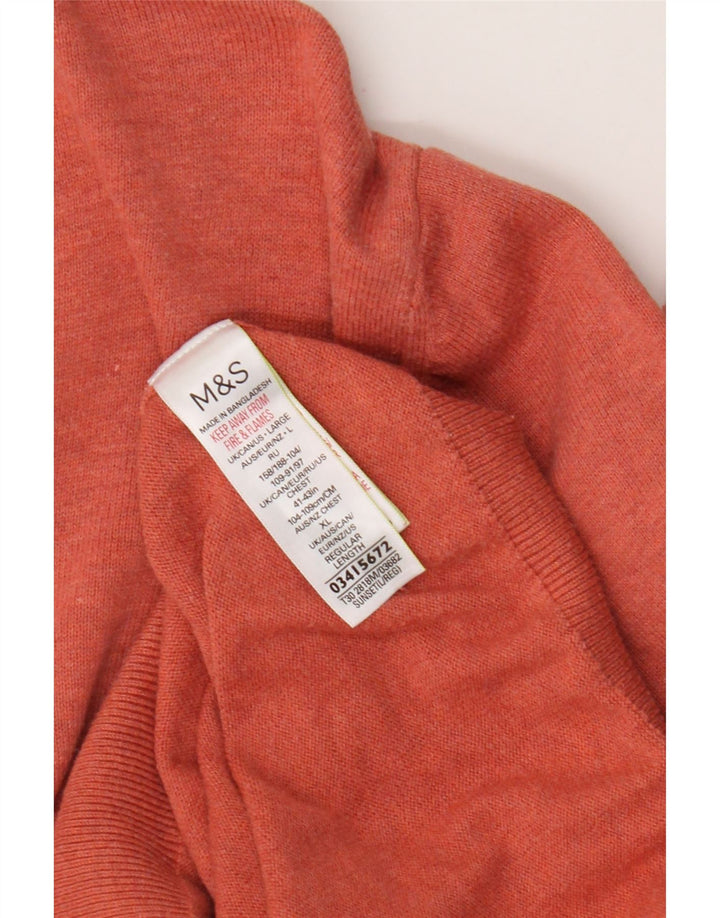 Мужской джемпер с v-образным вырезом Marks & Spencer, большой оранжевый хлопковый свитер