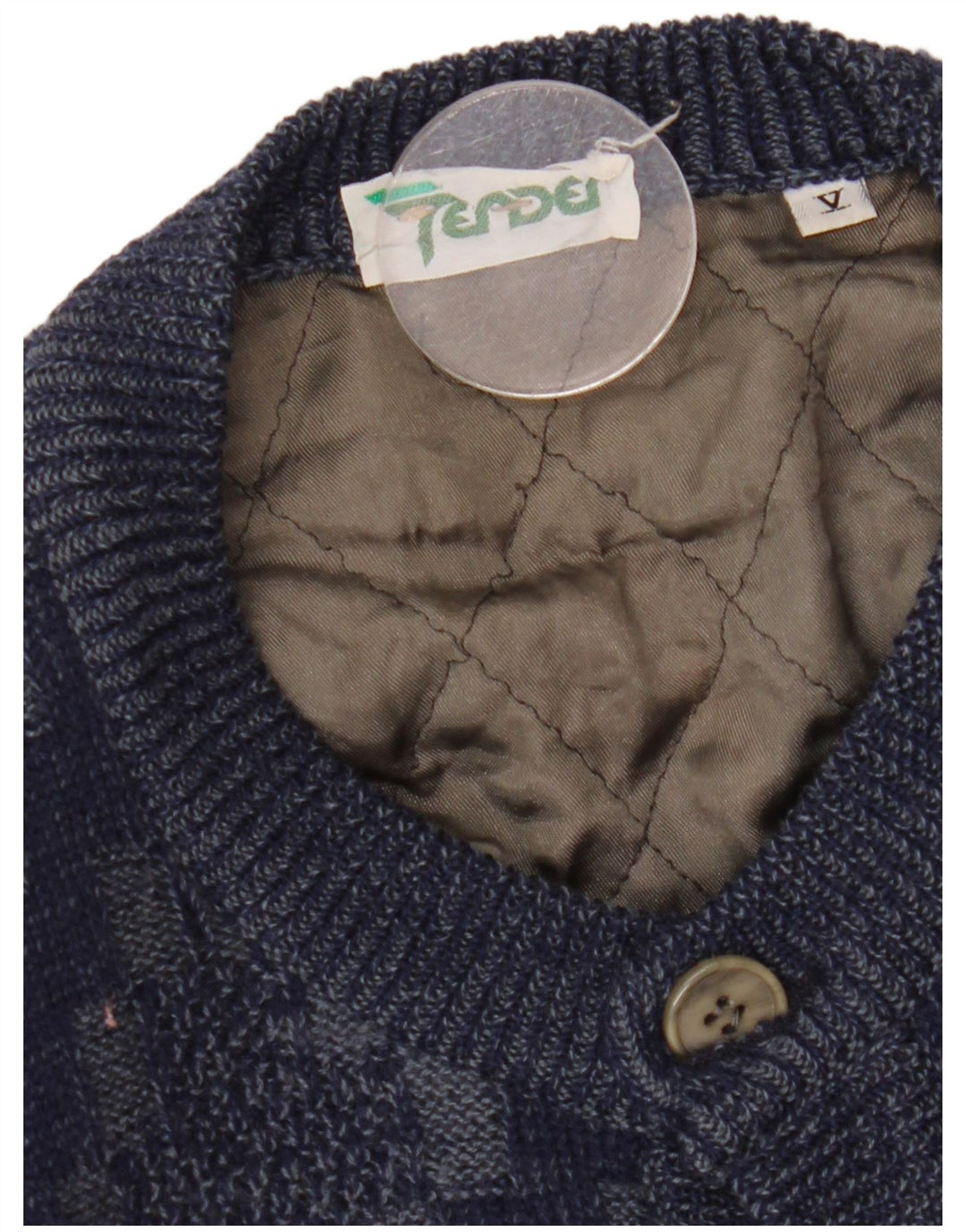 ВИНТАЖНЫЙ мужской кардиган-свитер, большой размер, темно-синий, вискоза с геометрическим рисунком