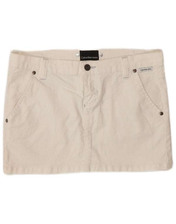 Женская мини-юбка Calvin Klein W27 маленького размера, хлопок белого цвета