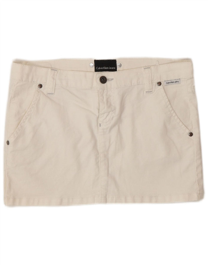 Женская мини-юбка Calvin Klein W27 маленького размера, хлопок белого цвета