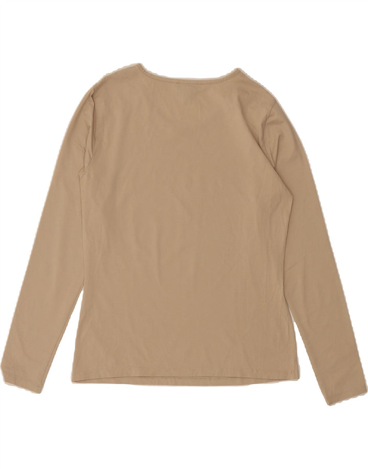 ARMANI JEANS Womens Graphic Top Long Sleeve IT 40 Small Beige Vintage Armani Jeans and Second-Hand Armani Jeans from Messina Hembry 