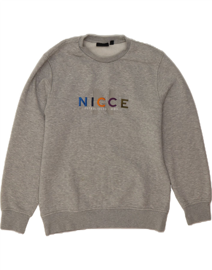 NICCE Mens Graphic Sweatshirt Jumper Large Grey Polyester Vintage Nicce and Second-Hand Nicce from Messina Hembry 