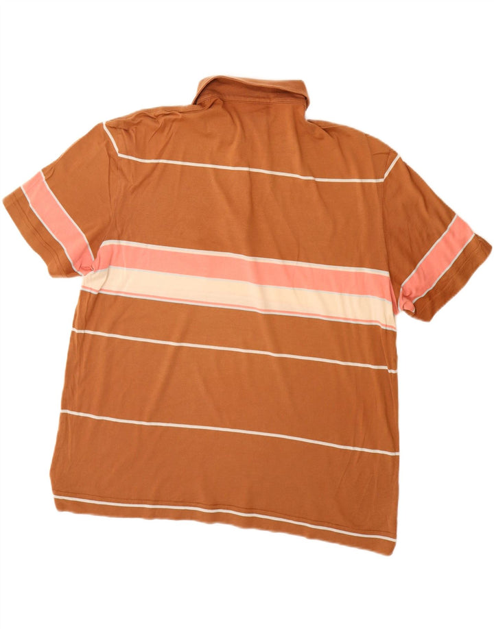 Мужская рубашка-поло Lacoste, размер 6 XL, хлопковая коричневая полоска