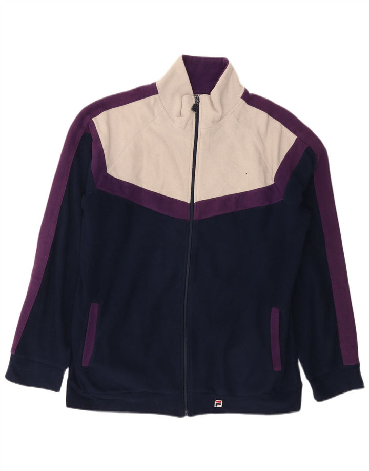 Мужская флисовая куртка Fila UK 40, большая темно-синяя с цветными блоками