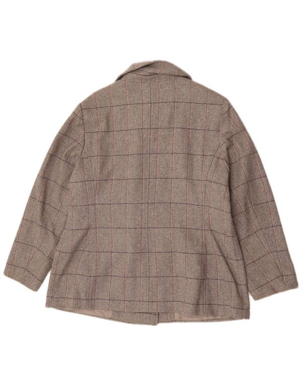 Женское двубортное пальто Marks & Spencer UK 18 XL, серое в клетку, новая шерсть