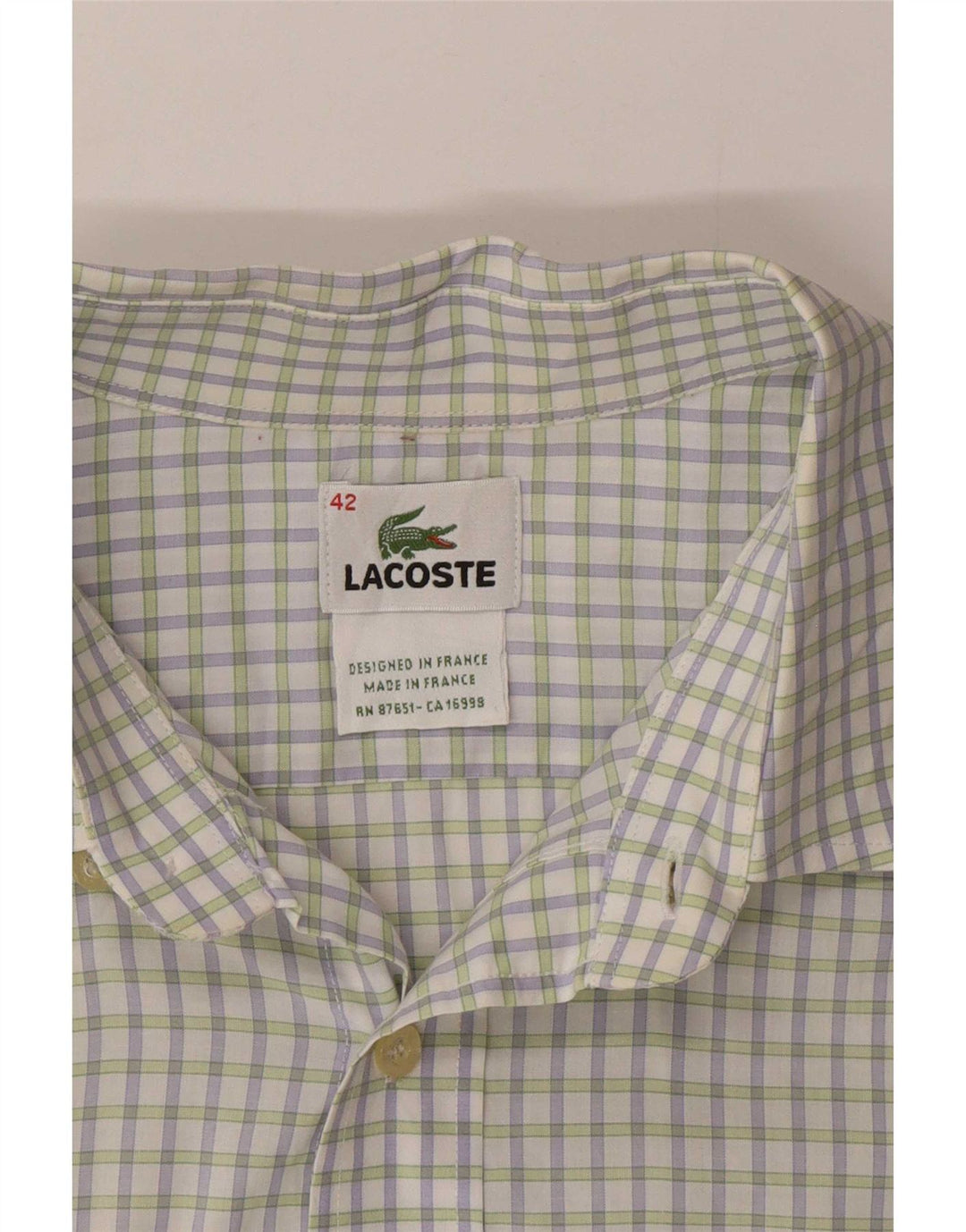 Мужская рубашка Lacoste, размер 42, большая белая клетка