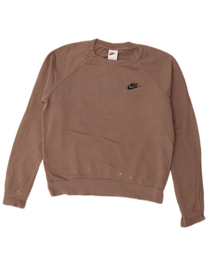 Женский джемпер оверсайз-свитшот Nike UK 10, маленький коричневый, хлопковый